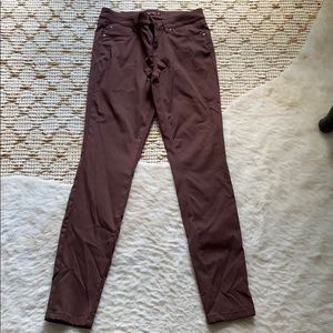 Prana pants in maroon.